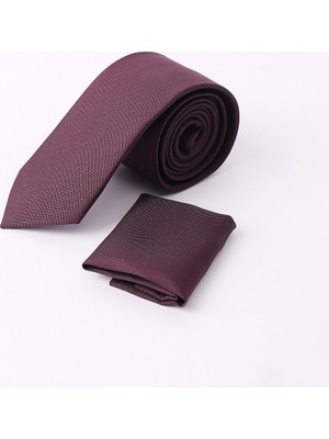 Tudors Düz Cep Mendilli Bordo Erkek Kravat