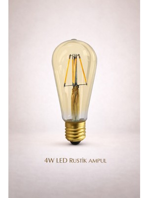 Ack 4W LED Rustik Ampul ST64, 2700K Sarı Işık, E27 Duy