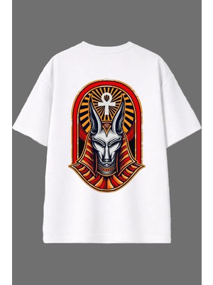Vsrn Mısır Elçisi Tasarım Arka Baskılı Beyaz Oversize T Shirt