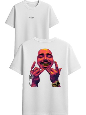 Vsrn Post Altın Takılar Tasarım Baskılı Beyaz Oversize T Shirt