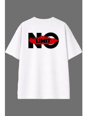 Vsrn No Lımıt Tasarım Arka Baskılı Beyaz Oversize T Shirt