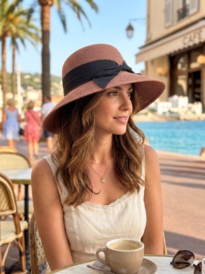 Şapkacımadam Kadın Fiyonklu Hasır Şapka