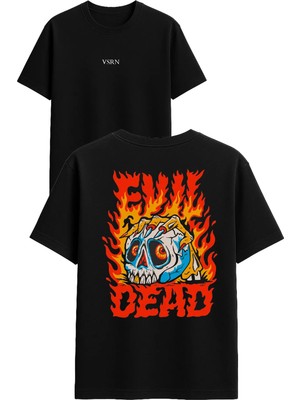 Vsrn Evıl Dead Tasarım Baskılı Siyah Oversize T Shirt