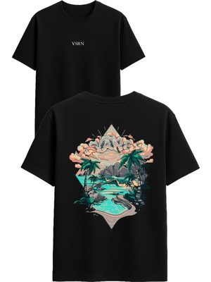 Vsrn Yanardağ Tasarım Baskılı Siyah Oversize T Shirt