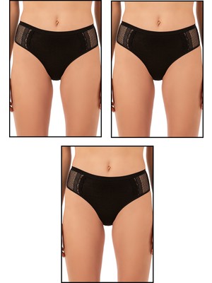 Özkan Underwear Özkan 25592 3'lü Paket Kadın Pamuklu Modal Esnek Rahat Dantelli Bato Külot