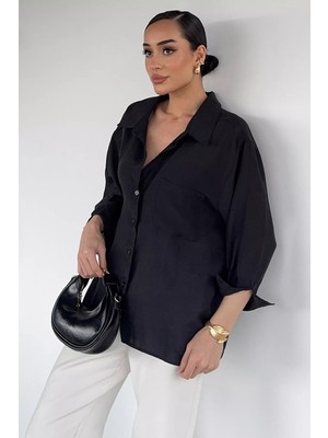 Gülseli Perry Kadın Düşük Omuzlu Oversize Gömlek P-00020702