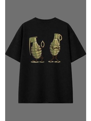 Vsrn Married Me Tasarım Arka Baskılı Siyah Oversize T Shirt