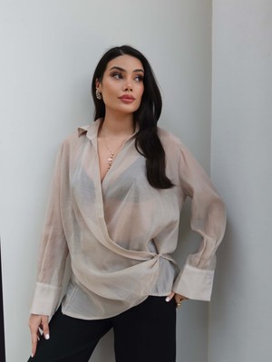 Esra Helvacı Transparan Parlak Gömlek