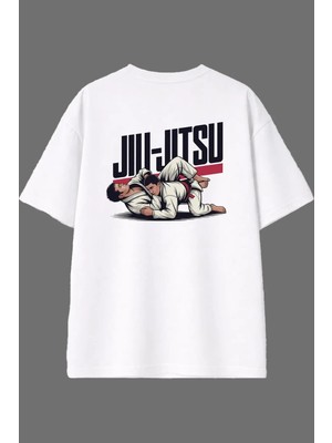 Vsrn Karete Tasarım Arka Baskılı Beyaz Oversize T Shirt