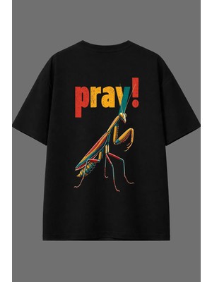 Vsrn Çekirge Tasarım Arka Baskılı Siyah Oversize T Shirt