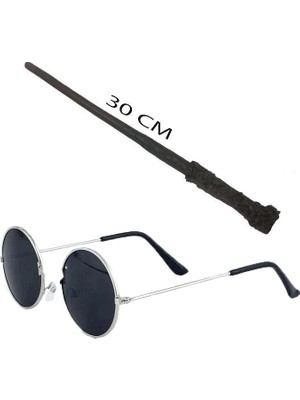 Zenvia Harry Potter Asası 30 cm ve Siyah Metal Çerçeveli Harry Potter Gözlüğü Seti