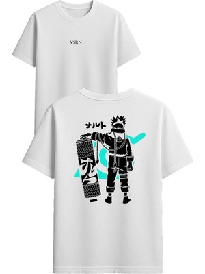 Vsrn Kum Torbası Tasarım Baskılı Beyaz Oversize T-Shirt