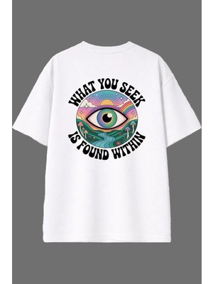 Vsrn What You Tasarım Arka Baskılı Beyaz Oversize T Shirt