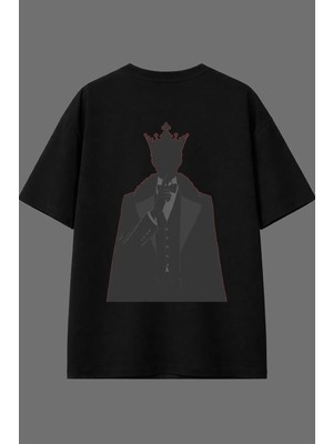 Vsrn Karanlıklar Kralı Tasarım Arka Baskılı Siyah Oversize T Shirt