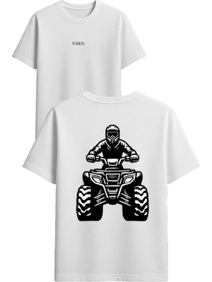 Vsrn Atv Süren Adam Tasarım Baskılı Beyaz Oversize T-Shirt
