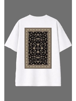 Vsrn Eski Türk Halısı Tasarım Arka Baskılı Beyaz Oversize T Shirt
