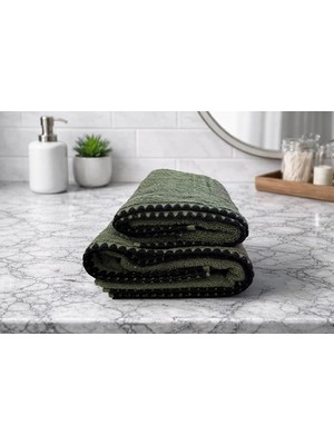 Türkühome Siyah Istiridye Dikişli %100 Pamuk Yumuşak Dokulu Yüksek Su Emici 2'li Banyo Havlu SETI|50X90-70X130