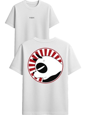 Vsrn Panda Tasarım Baskılı Beyaz Oversize T-Shirt