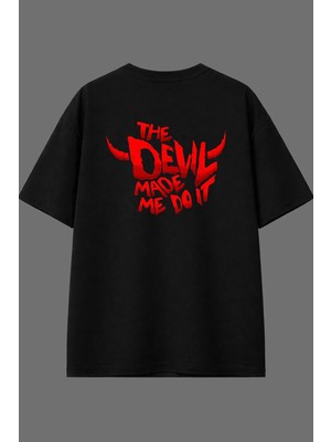 Vsrn The Devil Made Tasarım Arka Baskılı Siyah Oversize T Shirt