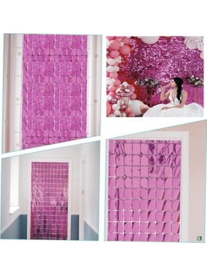 Zenvia Ekstra Metalize Rose Gold Renk Disko Dikdörtgen Kesim Kapı Perdesi Dekorasyon 1x2 Metre