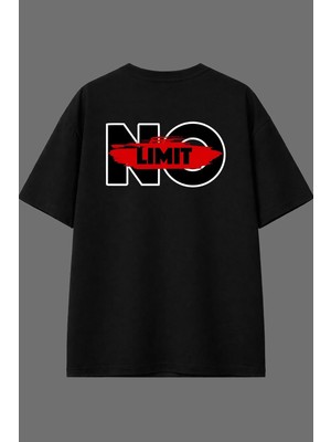 Vsrn No Lımıt Tasarım Arka Baskılı Siyah Oversize T Shirt