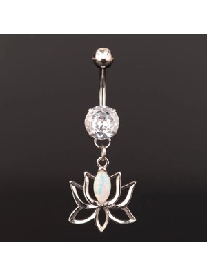 Aida Jewelss %100 Cerrahi Çelik Lotus Opal Zirkon Çelik Göbek Piercing