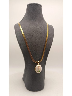 Tılsım Accesories Madalyon Gold Çelik Kolye 40CM