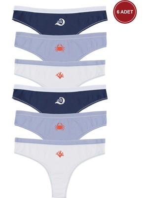 Koza İç Giyim Kadın 6'lı Pamuklu Likralı Dikiş Detaylı Baskılı Brazilian