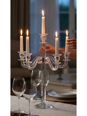 Roy King Kristal 5'li Şamdan 66 cm