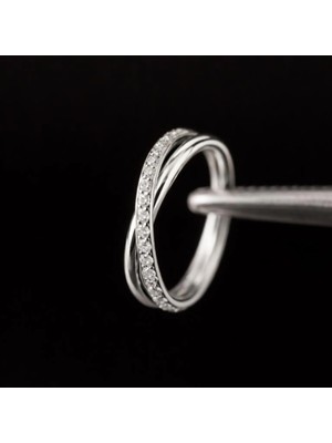 Aida Jewelss %100 Cerrahi Çelik Çift Çapraz Sıra Zirkon 10MM x 1.2mm Çelik Kilitli Halka Piercing