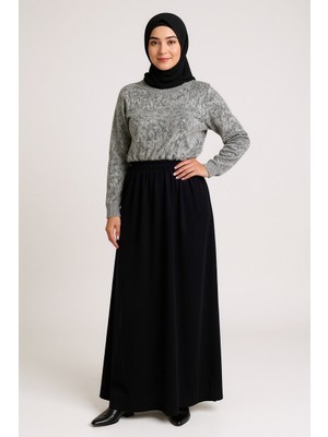 Ece Giyim Kadın Beli Lastikli Düz Renk Parçalı Penye Etek