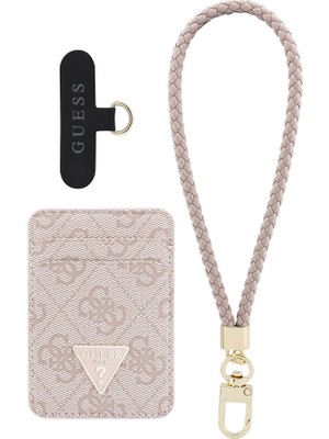 Guess Orjinal Lisanslı Bilek Askı Ipli Magnetik Kartlık 2in1 Aksesuar Set Pembe
