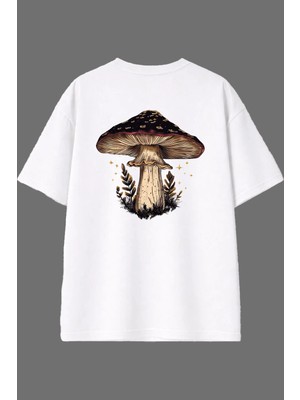 Vsrn Büyülü Mod Tasarım Arka Baskılı Beyaz Oversize T Shirt