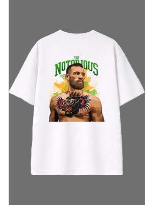 Vsrn Gregor Tasarım Arka Baskılı Beyaz Oversize T Shirt