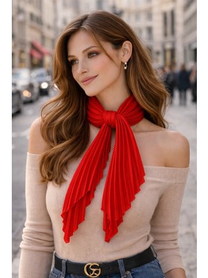 Modex Pilise Detay Düz Renk Fular (70*70)