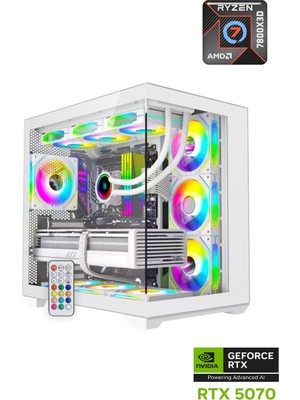 Apphirex Prime 07W Ryzen 7 7800X3D 16GB Ddr5 Ram 1tb M2 SSD RTX5070 12GB 240MM Sıvı Soğutmalı Beyaz Masaüstü Oyuncu Bilgisayarı