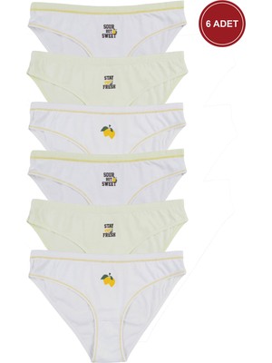 Koza İç Giyim Kadın 6'lı Pamuklu Likralı Dikiş Detaylı Baskılı Rahat Kalıp Külot