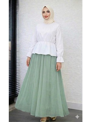 Cng Moda Tesettür Beli Büzgülü Poplin Gömlek