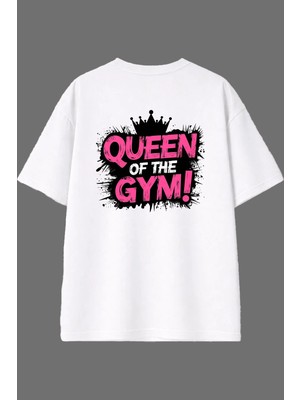 Vsrn Of The Gym Tasarım Arka Baskılı Beyaz Oversize T Shirt