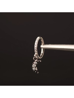 Aida Jewelss Yüksek Kalite G23 Titanium Ay Sallantı Su Taşı Zirkon Titanyum 8mm x 1.2mm Kilitli Halka Piercing