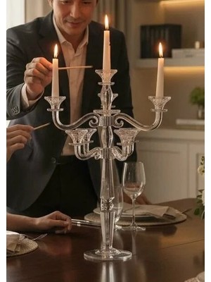 Roy King Kristal 7'li Şamdan 60 cm