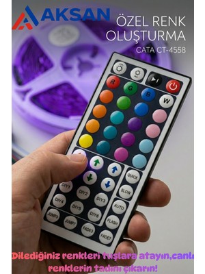 Cata CT-4558 5 Metre Rgb Şerit LED Kumandalı Adaptörlü Tak Çalıştır Tam Set (Tv Arkası/oyuncu Odası)