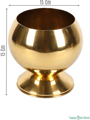 Yapay Çiçek Sitesi Metal Dekoratif Küre Saksı 15 cm Altın