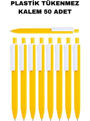 Kale Promosyon Plastik Tükenmez Kalem 50 Adet Basmalı Tükenmez Kalem Okul Iş Ofis Tükenmez Kalem