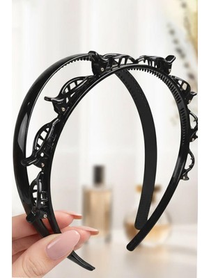 New Obsessions Siyah Saç Bükücü ve Siyah Midi Taç Seti 2li