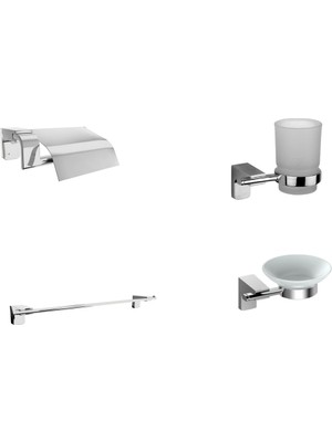 Akademik Mimarlık F1 Serisi Krom Paslanmaz Duvara Monte Tuvalet Kağıtlığı , Havluluk ,sabunluk , Diş Fırçalık Banyo Seti