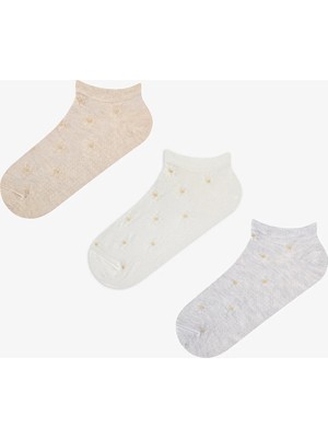 Penti 3 Çift Pamuklu Kabartma Çiçek Desenli Patik Çorap