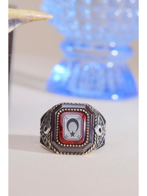 INNUENDO JEWELRY 925 Ayar Gümüş Diktörgen Ay Yıldız Yüzük