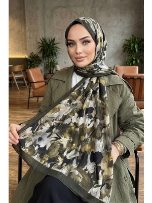 İmaj Butik Haki Ipekhan Desenli Kraş Şal