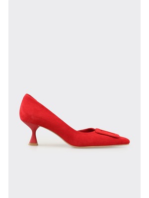Elle Kırmızı Deri Kadın Klasik Ayakkabı